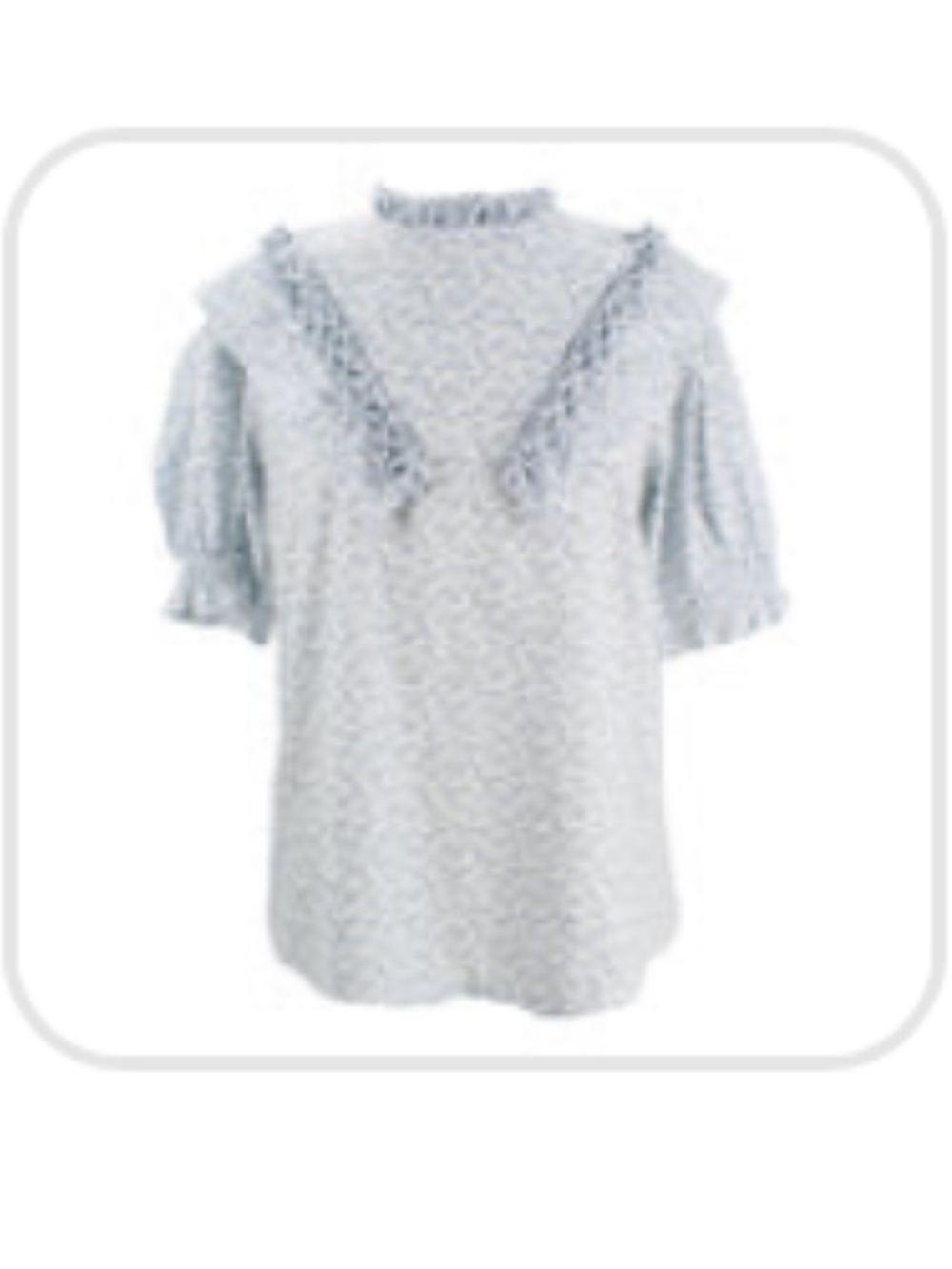 Dondolo Ruth Light Blue Ruffle-Trim Top sz XS